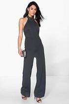 Boohoo Jenna High Neck Cropped Leg Jumpsuit