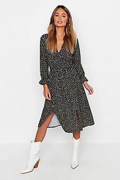 Boohoo Boho Ditsy Floral Split Front Midi Dress