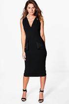 Boohoo Ellie Fold Peplum Waist Formal Midi Dress