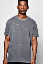 Boohoo Oversized Washed T Shirt With Eyelets Charcoal