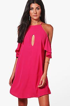 Boohoo Woven Keyhole Shift Dress