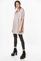 Boohoo Elise Oversized V-neck Jumper Grey