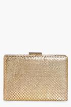 Boohoo Alisha Chainmail Box Clutch Bag Gold