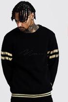 Boohoo Man Embroidered Sweat With Gold Rib