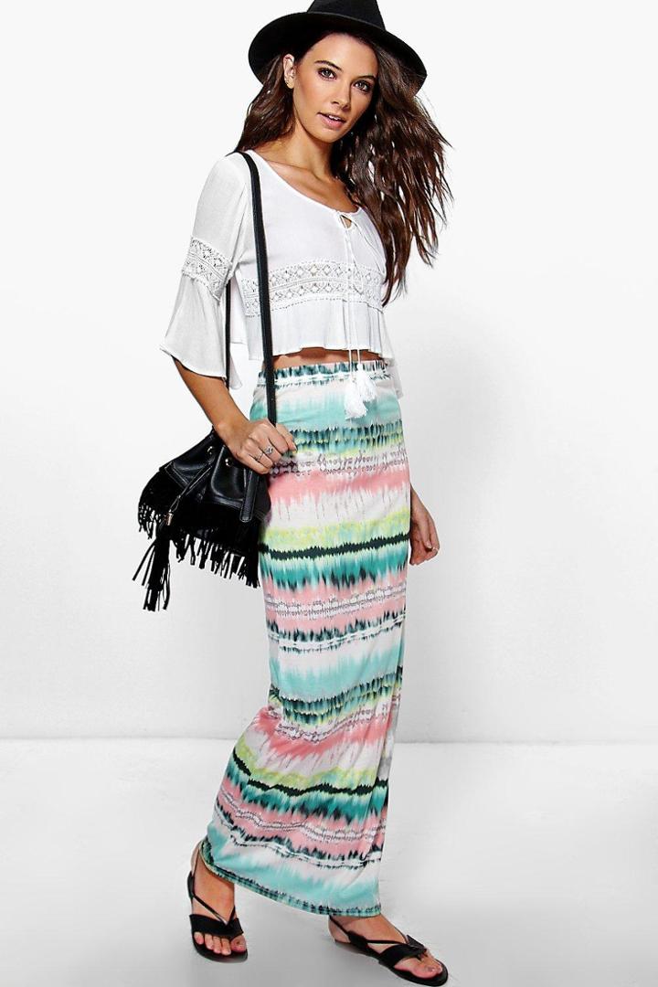 Boohoo Amari Tonal Blurred Maxi Skirt Multi