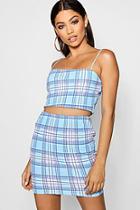 Boohoo Check Strappy Crop Mini Skirt Co-ord Set