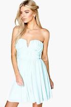 Boohoo Boutique Becky Mesh Rouched Plunge Prom Dress