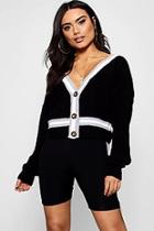 Boohoo Lily V-neck Plunge Tipped Crop Cardigan