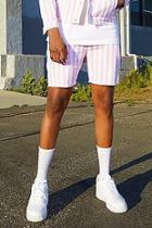 Boohoo Slim Fit Striped Denim Shorts