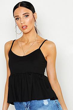 Boohoo Petite Strappy Peplum Hem Smock Top