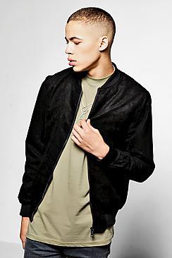 Boohoo Black Faux Suede Zip Through Bomber Jacket
