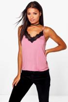 Boohoo Stella Lace Trim Cami Rose