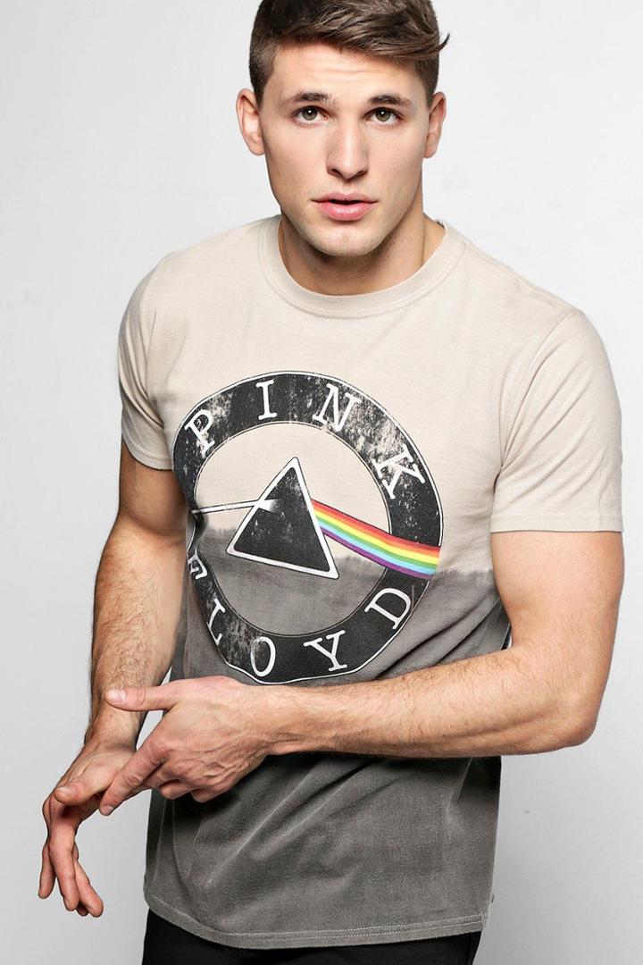 Boohoo Bleached Pink Floyd License Band T Shirt Black