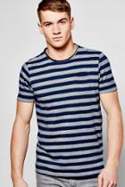 Boohoo Stripe T Shirt In Yarn Dye Navy