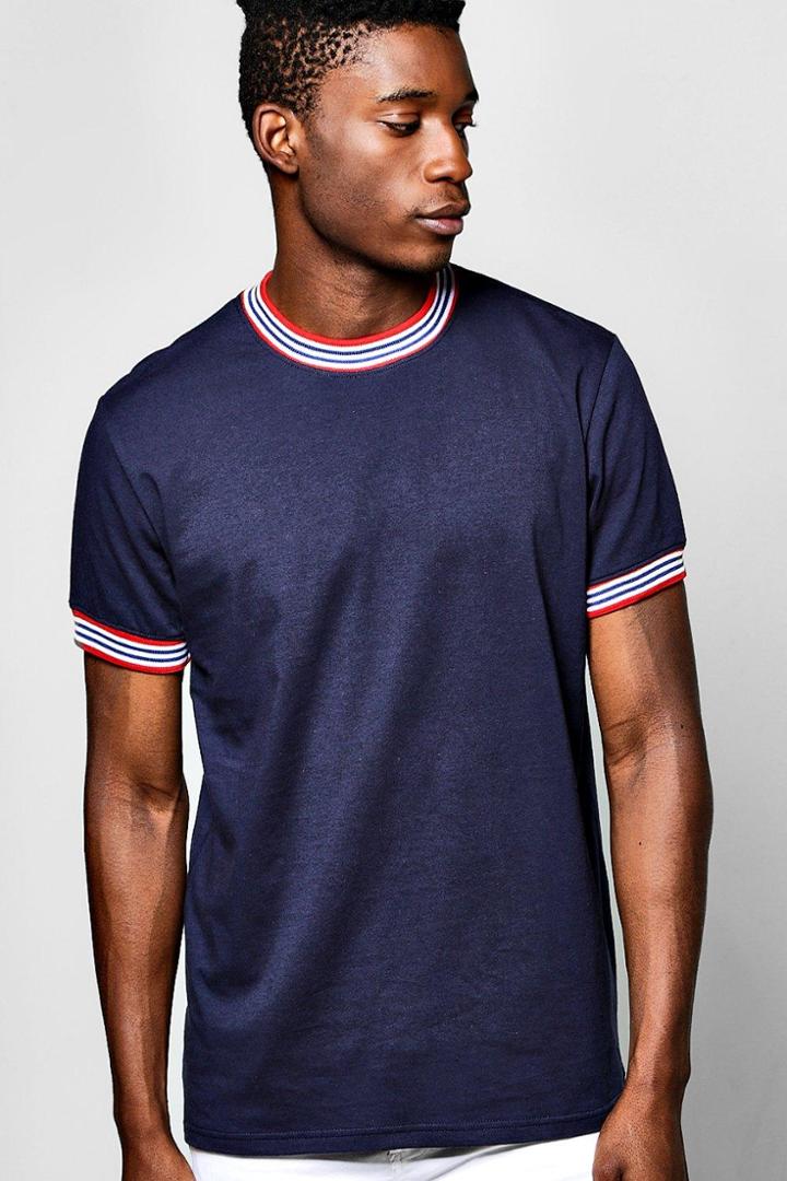 Boohoo T Shirt With Sports Rib Navy