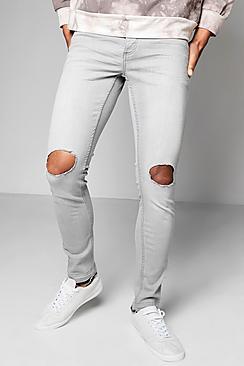 Boohoo Grey Wash Skinny Fit Denim Jeans