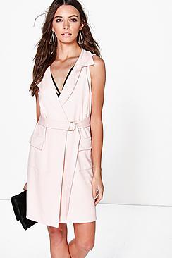 Boohoo Carmel Sleeveless Blazer Dress
