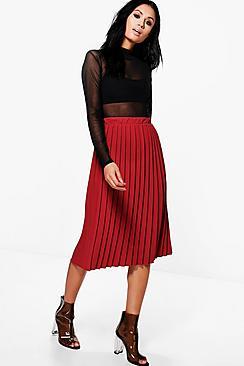 Boohoo Neave Crepe Pleated Midi Skirt