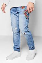 Boohoo Skinny Fit Floral Pocket Embroidered Jeans
