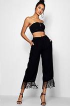 Boohoo Fleur Woven Tassle Trim Culotte Trouser