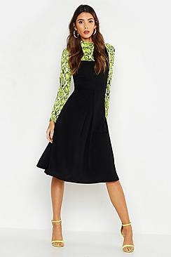Boohoo Cross Back Midi Pinafore Dress
