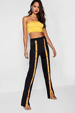 Boohoo Tall Kara Front Split Popper Trousers