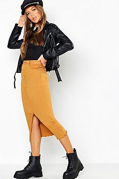 Boohoo Split Front Stretch Denim Mini Skirt