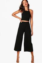 Boohoo Tall Ivy Wide Leg Trouser And Strappy Crop