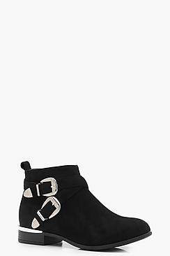 Boohoo Ruby Buckle Strap Chelsea Boots