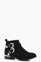 Boohoo Ruby Buckle Strap Chelsea Boots