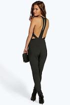 Boohoo Petite Maria Crepe Cut Out Back Jumpsuit