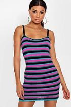 Boohoo Naomi Crochet Striped Knitted Dress