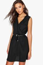 Boohoo Tall Monique Tassel Neck Woven Sleeveless Dress Black