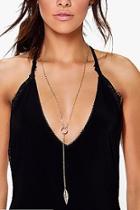 Boohoo Ivy Delicate Chain Plunge Feather Necklace