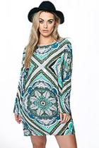 Boohoo Plus Mia Printed Long Sleeve Shift Dress