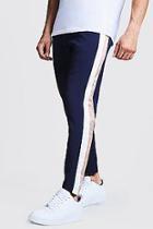 Boohoo Navy Trouser With Side Stripe