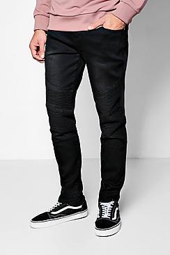 Boohoo Slim Fit Jeans With Biker Panelling