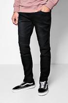 Boohoo Slim Fit Jeans With Biker Panelling