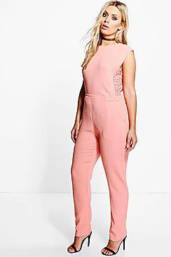 Boohoo Plus Kennedy Boutique Crochet Insert Jumpsuit