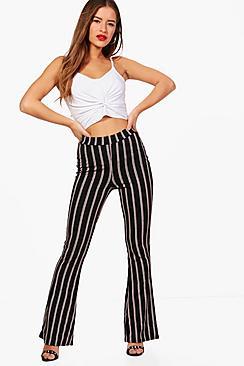 Boohoo Petite Jess Stripe Flare Trouser