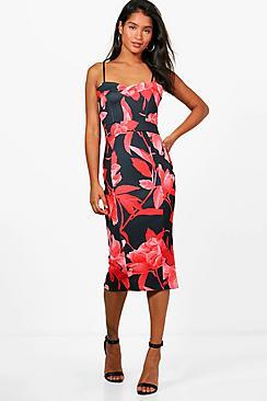 Boohoo Emmaline Strappy Floral Midi Dress