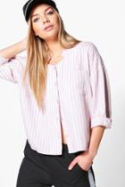 Boohoo Heather Pinstripe Long Sleeve Shirt Rose