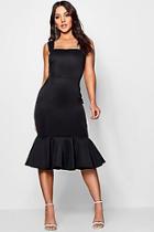 Boohoo Paige Square Neck Trumpet Hem Midi Dress