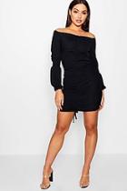 Boohoo Rachel Ruched Front Ribbed Bodycon Dress