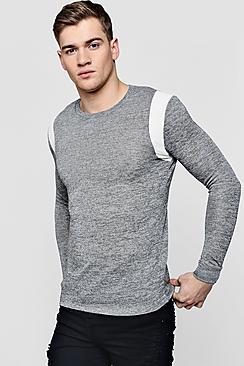 Boohoo Lightweight Muscle Fit Jumper With Shoulder Panel