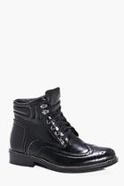 Boohoo Brogued Lace Up Smart Boots
