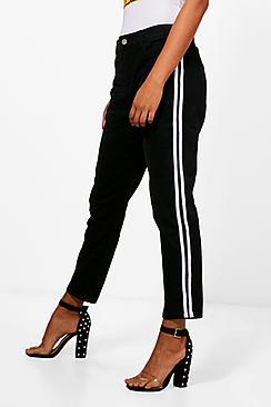 Boohoo Rory Sports Stripe Detail Boyfriend Jeans