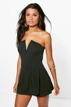 Boohoo Barley Bandeau Wrap Over Skort Playsuit Black