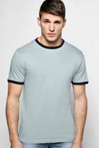 Boohoo Crew Neck Regular Fit Ringer T-shirt Green