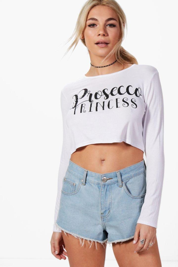 Boohoo Charlotte Prosecco Princess Oversized Crop White